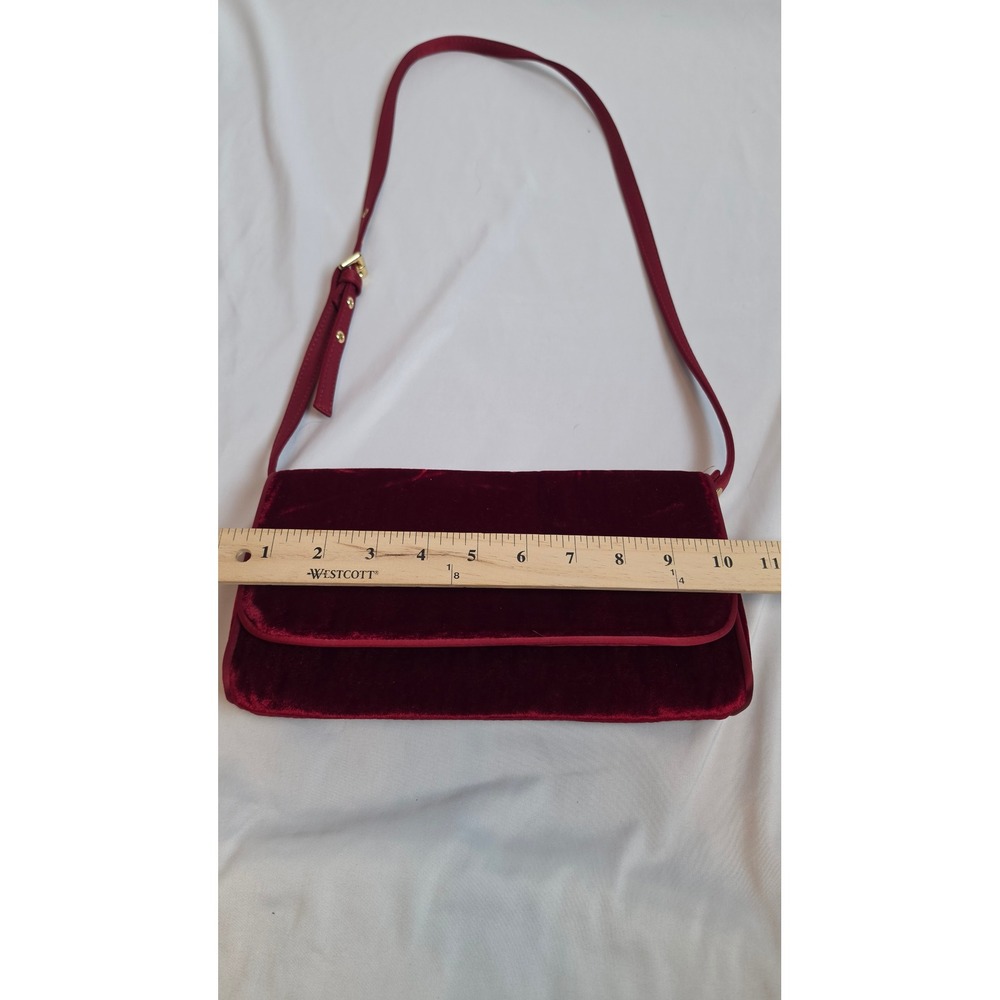 J. Crew Burgundy Velvet Baguette Bag Y2K Shoulder Bag Holiday Evening Purse NWT - Picture 5 of 6
